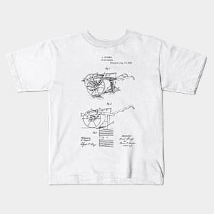 Potato Digger Farming Tool Vintage Patent Hand Drawing Kids T-Shirt